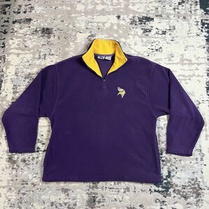 Vintage 1998 Minnesota Vikings 1/4 Zip Fleece Sweatshirt Size L NFL Moss